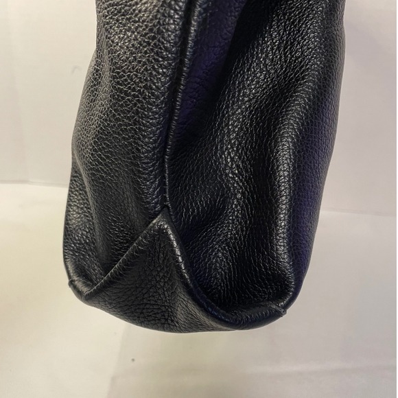 Furla Black Pebbled Leather Tote Bag Silver Chain Shoulder Strap Slouchy Hobo - Picture 6 of 15